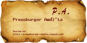 Pressburger Amáta névjegykártya